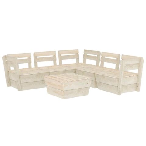 vidaXL 6-delige Loungeset pallet geïmpregneerd vurenhout Tuinmeubelen Beige Hout