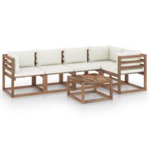 vidaXL 6-delige Loungeset pallet met kussens geïmpregneerd grenenhout Tuinmeubelen Wit Hout