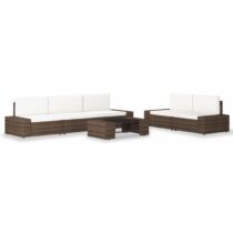 vidaXL 6-delige Loungeset poly rattan bruin Tuinmeubelen Bruin Polyamide