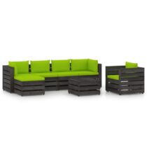 vidaXL 7-delige Loungeset met kussens grijs geïmpregneerd hout Tuinmeubelen Groen Hout