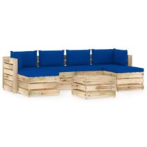 vidaXL 7-delige Loungeset met kussens groen geïmpregneerd hout Tuinmeubelen Blauw Hout