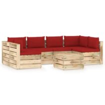 vidaXL 7-delige Loungeset met kussens groen geïmpregneerd hout Tuinmeubelen Rood Hout