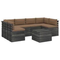 vidaXL 7-delige Loungeset met kussens pallet massief grenenhout Tuinmeubelen Bruin Hout