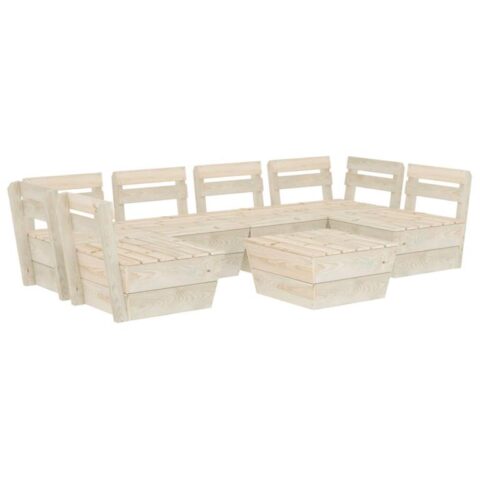 vidaXL 7-delige Loungeset pallet geïmpregneerd vurenhout Tuinmeubelen Beige Hout