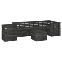 vidaXL 7-delige Loungeset pallet massief grenenhout donkergrijs Tuinmeubelen Grijs Hout