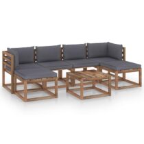 vidaXL 7-delige Loungeset pallet met kussens geïmpregneerd grenenhout Tuinmeubelen Antraciet Hout