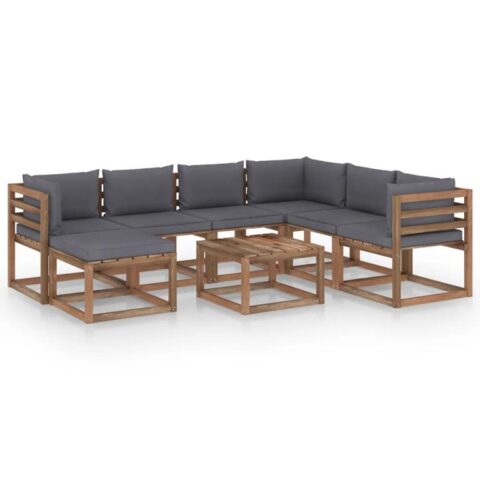 vidaXL 8-delige Loungeset met antracietkleurige kussens Tuinmeubelen Antraciet Hout