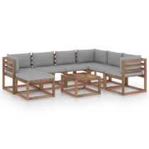 vidaXL 8-delige Loungeset met grijze kussens Tuinmeubelen Grijs Hout