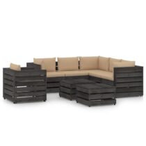 vidaXL 8-delige Loungeset met kussens grijs geïmpregneerd hout Tuinmeubelen Grijs Hout