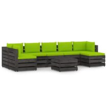 vidaXL 8-delige Loungeset met kussens grijs geïmpregneerd hout Tuinmeubelen Groen Hout