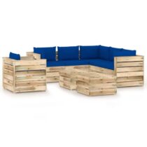 vidaXL 8-delige Loungeset met kussens groen geïmpregneerd hout Tuinmeubelen Blauw Hout