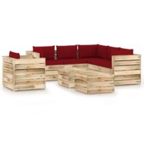 vidaXL 8-delige Loungeset met kussens groen geïmpregneerd hout Tuinmeubelen Rood Hout