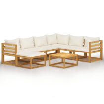 vidaXL 8-delige Loungeset met kussens massief acaciahout crème Tuinmeubelen Crème Hout