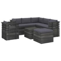 vidaXL 8-delige Loungeset met kussens pallet massief grenenhout Tuinmeubelen Grijs Hout