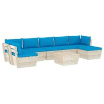 vidaXL 8-delige Loungeset met kussens pallet vurenhout Tuinmeubelen Blauw Hout