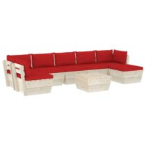 vidaXL 8-delige Loungeset met kussens pallet vurenhout Tuinmeubelen Rood Hout