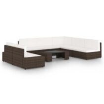 vidaXL 8-delige Loungeset met kussens poly rattan bruin Tuinmeubelen Bruin Polyamide