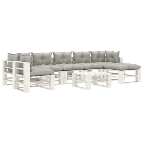 vidaXL 8-delige Loungeset met taupe kussens pallet hout Tuinmeubelen Bruin Hout