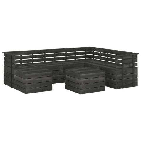 vidaXL 8-delige Loungeset pallet massief grenenhout donkergrijs Tuinmeubelen Grijs Hout