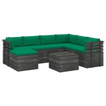 vidaXL 8-delige Loungeset pallet met kussens massief grenenhout Tuinmeubelen Groen Hout