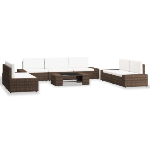 vidaXL 8-delige Loungeset poly rattan bruin Tuinmeubelen Bruin Polyamide