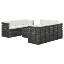 vidaXL 9-delige Loungeset met kussens pallet massief grenenhout Tuinmeubelen Crème Hout