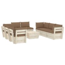 vidaXL 9-delige Loungeset met kussens pallet vurenhout Tuinmeubelen Bruin Hout