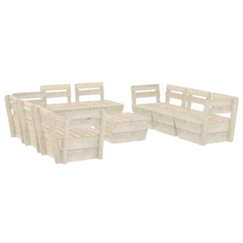 vidaXL 9-delige Loungeset pallet geïmpregneerd vurenhout Tuinmeubelen Beige Hout