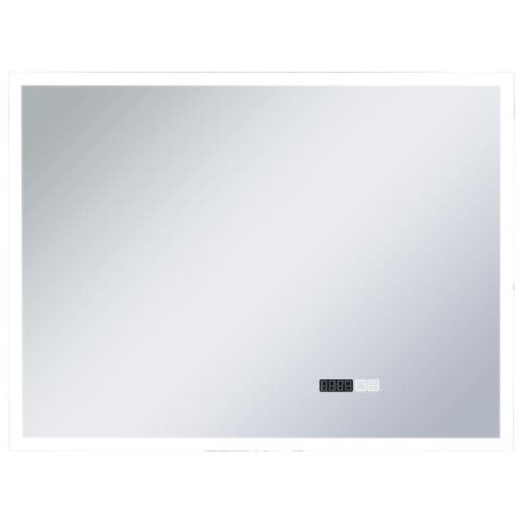 vidaXL Badkamerspiegel LED met aanraaksensor en tijdweergave 80x60 cm Spiegel Zilver Aluminium