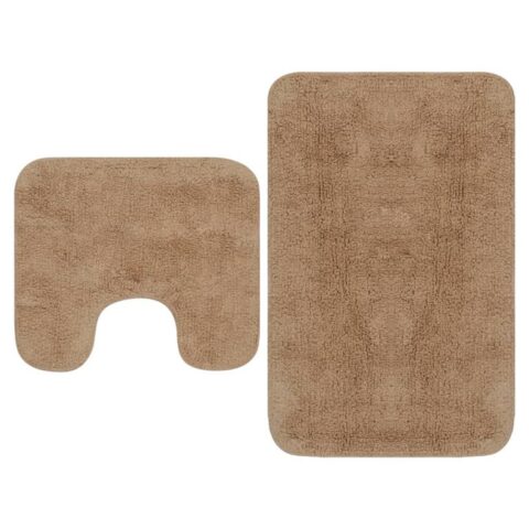 vidaXL Badmattenset stof beige 2-delig Badtextiel Beige Natuurlijk materiaal