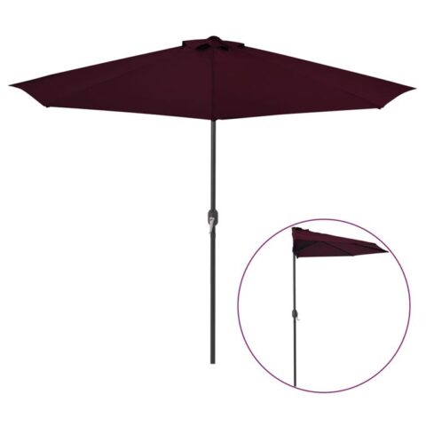 vidaXL Balkonparasol half aluminium paal 300x150x253 cm bordeauxrood Zonwering Rood Staal