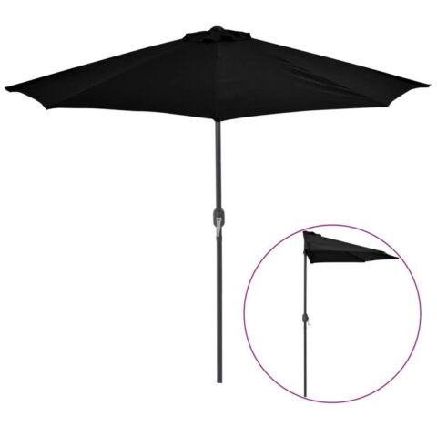 vidaXL Balkonparasol half met aluminium paal 270x135x245 cm zwart Zonwering Zwart Staal