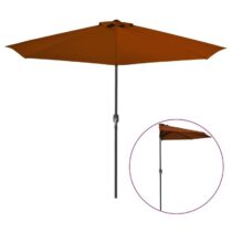 vidaXL Balkonparasol half met aluminium paal 300x150x253 cm terracotta Zonwering Bruin Staal