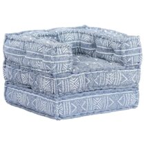 vidaXL Bankstoel modulair patchwork stof indigo Stoelen Blauw