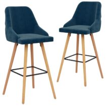 vidaXL Barkrukken 2 st fluweel blauw Stoelen Blauw Fluweel