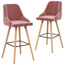 vidaXL Barkrukken 2 st fluweel roze Stoelen Roze Fluweel