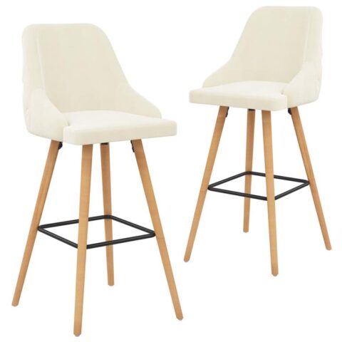 vidaXL Barstoelen 2 st fluweel crème Stoelen Crème Fluweel