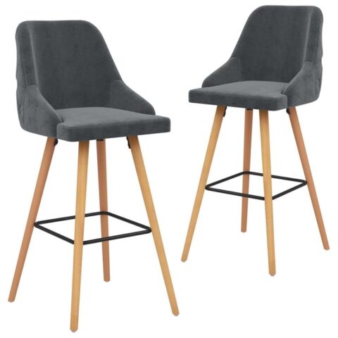 vidaXL Barstoelen 2 st fluweel donkergrijs Stoelen Grijs Fluweel