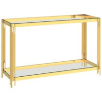 vidaXL Bijzettafel 120x40x78 cm roestvrij staal en glas goudkleurig Tafels Goud RVS