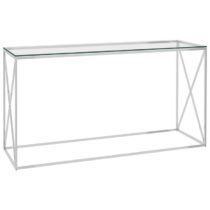 vidaXL Bijzettafel 140x40x78 cm roestvrij staal en glas zilverkleurig Tafels Zilver RVS