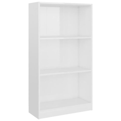 vidaXL Boekenkast 3 schappen 60x24x109 cm bewerkt hout hoogglans wit Kasten Wit Hout