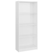 vidaXL Boekenkast 4 schappen 60x24x142 cm bewerkt hout hoogglans wit Kasten Wit Hout