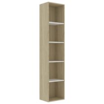 vidaXL Boekenkast 40x30x189 cm spaanplaat wit en sonoma eikenkleurig Kasten Wit Hout