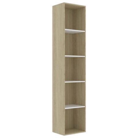 vidaXL Boekenkast 40x30x189 cm spaanplaat wit en sonoma eikenkleurig Kasten Wit Hout