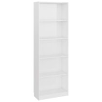 vidaXL Boekenkast 5 schappen 60x24x175 cm bewerkt hout hoogglans wit Kasten Wit Hout