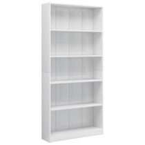 vidaXL Boekenkast 5 schappen 80x24x175 cm bewerkt hout hoogglans wit Kasten Wit Hout