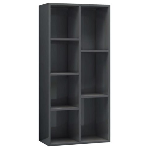 vidaXL Boekenkast 50x25x106 cm bewerkt hout hoogglans grijs Kasten Grijs Hout