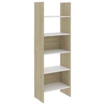 vidaXL Boekenkast 60x35x180 cm spaanplaat wit en sonoma eikenkleurig Kasten Wit Hout