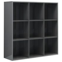 vidaXL Boekenkast 98x30x98 cm spaanplaat hoogglans grijs Kasten Grijs Hout