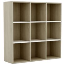 vidaXL Boekenkast 98x30x98 cm spaanplaat wit en sonoma eikenkleurig Kasten Wit Hout